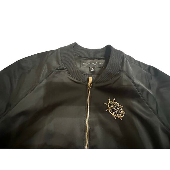 Victoria Beckham for Target Black Bomber Jacket Embroidered Bug Design Size M - Picture 5 of 11